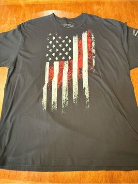 Grunt Style Men’s 4XL Black Graphic American Flag T-Shirt